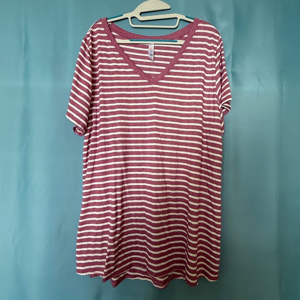 LulaRoe Christy V Neck Magenta Stripe Top  3X